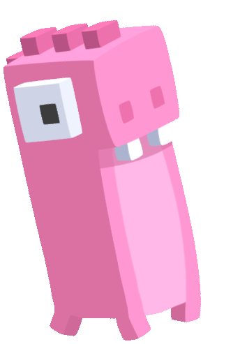 Animated pink Fancade dinosaur character