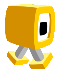 Animated yellow Fancade robot character